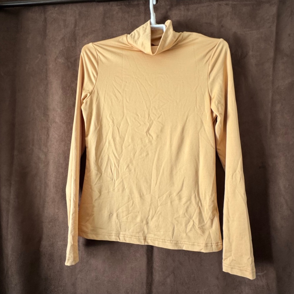 SHEIN Womens Long Sleeve‎ Turtleneck Top Mustard Yellow Size Small S 4 Slim Fit